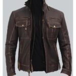 Brown Men’s Distressed Leather Motorcycle Jacket