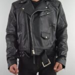 Mens Biker Quilted Side Lace up Leather Jacket