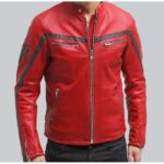 Columbus Red Leather Motorcycle Jacket