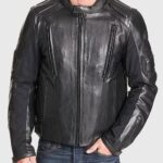 Mens Padded Leather Motorcycle Jacket