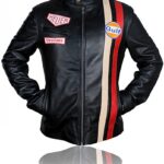 Men’s Steve McQueen Le Mans Gulf Racing Black Leather Jacket