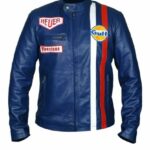 Men’s Steve Mcqueen Le Mans Gulf Racing Blue Leather Jacket