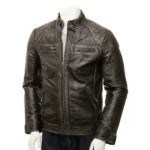 Men Real Leather Vintage Biker Jacket
