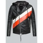 Men’s Stripe Black Biker Jacket