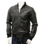 Men’s Elegant Real Leather Bomber Jacket