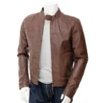 Men’s Cafe Racer Leather Motorcycle Jacket