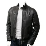 Mens Classic Real Leather Bomber Jacket