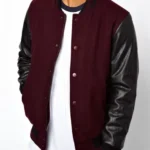 Men’s Bomber College Varsity Maroon and Black Jacket