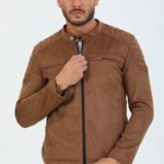 Men’s Brown Suede Leather Slim Fit Jacket