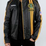 Colt Seavers Fall Guy Ryan Gosling Yellow Strips Black Leather Jacket