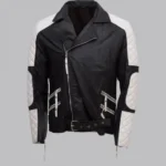 Men Black and White Leather Jacket