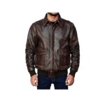 A-2 Flight Coffee Leather Bomber Jacket