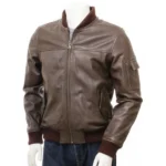 Classic Elegant Leather Bomber Jacket