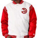 Atlanta Hawks Red and White Bomber Jacket