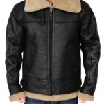 Men’s Shearling Aviator Black Bomber Leather Jacket