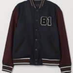 Men’s Bomber Dark Blue and Burgundy Baseball 81 Jacket
