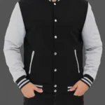 Men’s Bomber Baseball Black and Grey Jacket