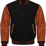 Men’s Bomber Varsity Black and Brown Jacket