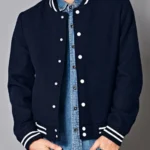 Men’s Navy Blue Bomber Prep School Jacket