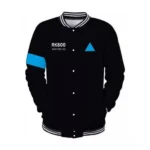 Mens Detroit Become Human RK800 Connor Bomber Black Varsity Wool Jacket